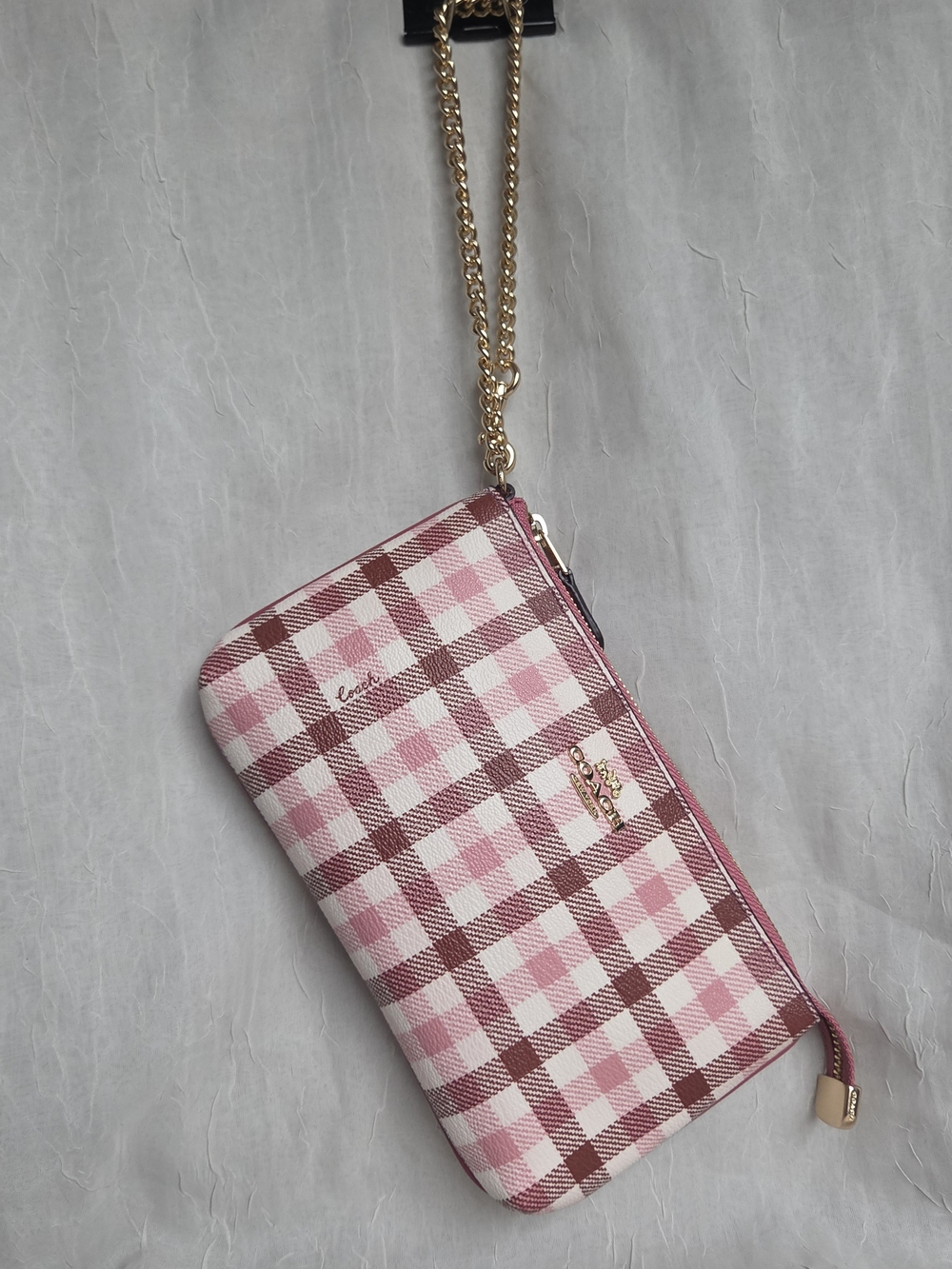 Coach Large Wristlet with Gingham Print